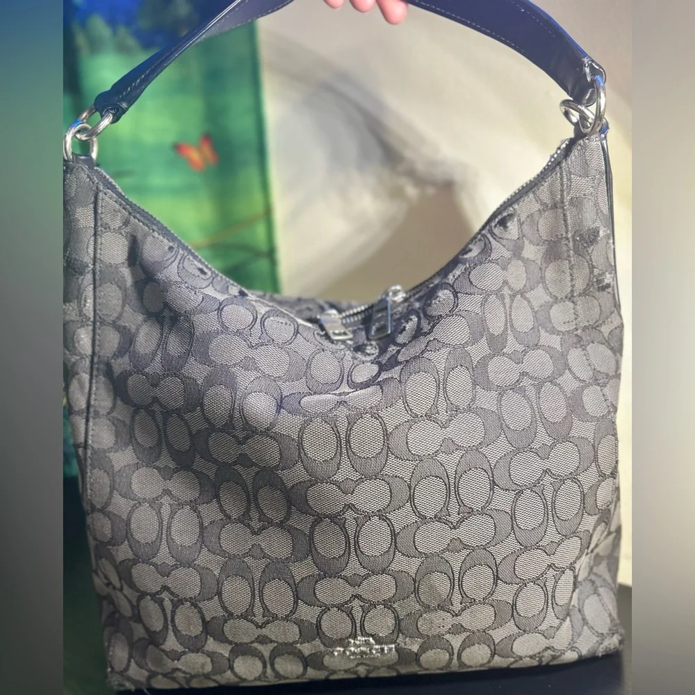 Coach Signature Monogram Large Saffiano Hobo Shoulder Used Bag